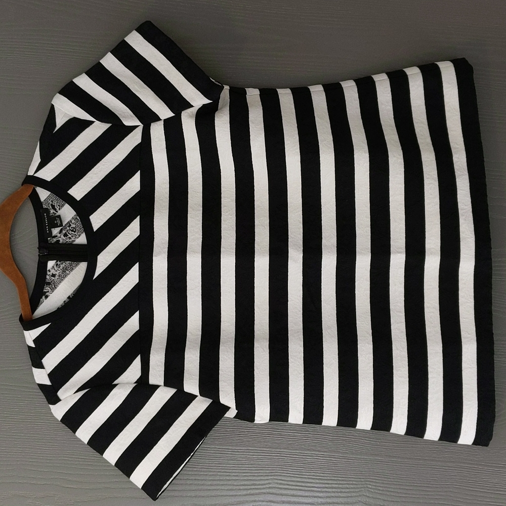 Ann Taylor black and white striped blouse